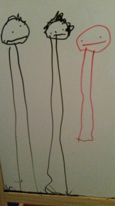 Papà, Nonna Rita e Filippo disegnati da mio fratello Edoardo a 3 anni